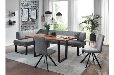 Eckbank New Amsterdam hier im Stoff Macy grey komplett mit Tisch und 2 x Stuhl Toma T17